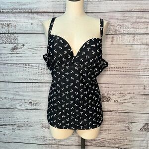 Torrid 2X Anchor Print Cleavage‎ Enhancer Tankini Swim Top Swimsuit